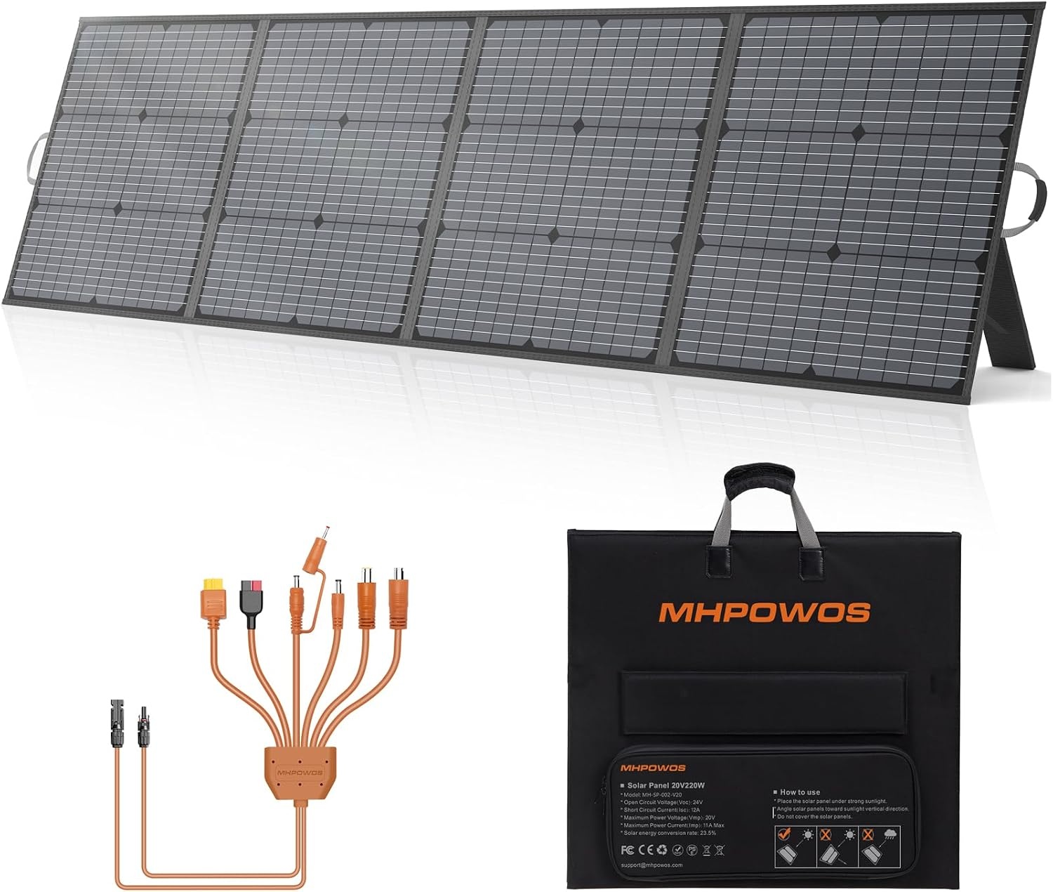 220W draagbaar zonnepaneel, IP67 waterdicht, opvouwbaar zonnepaneel - Maat 220W