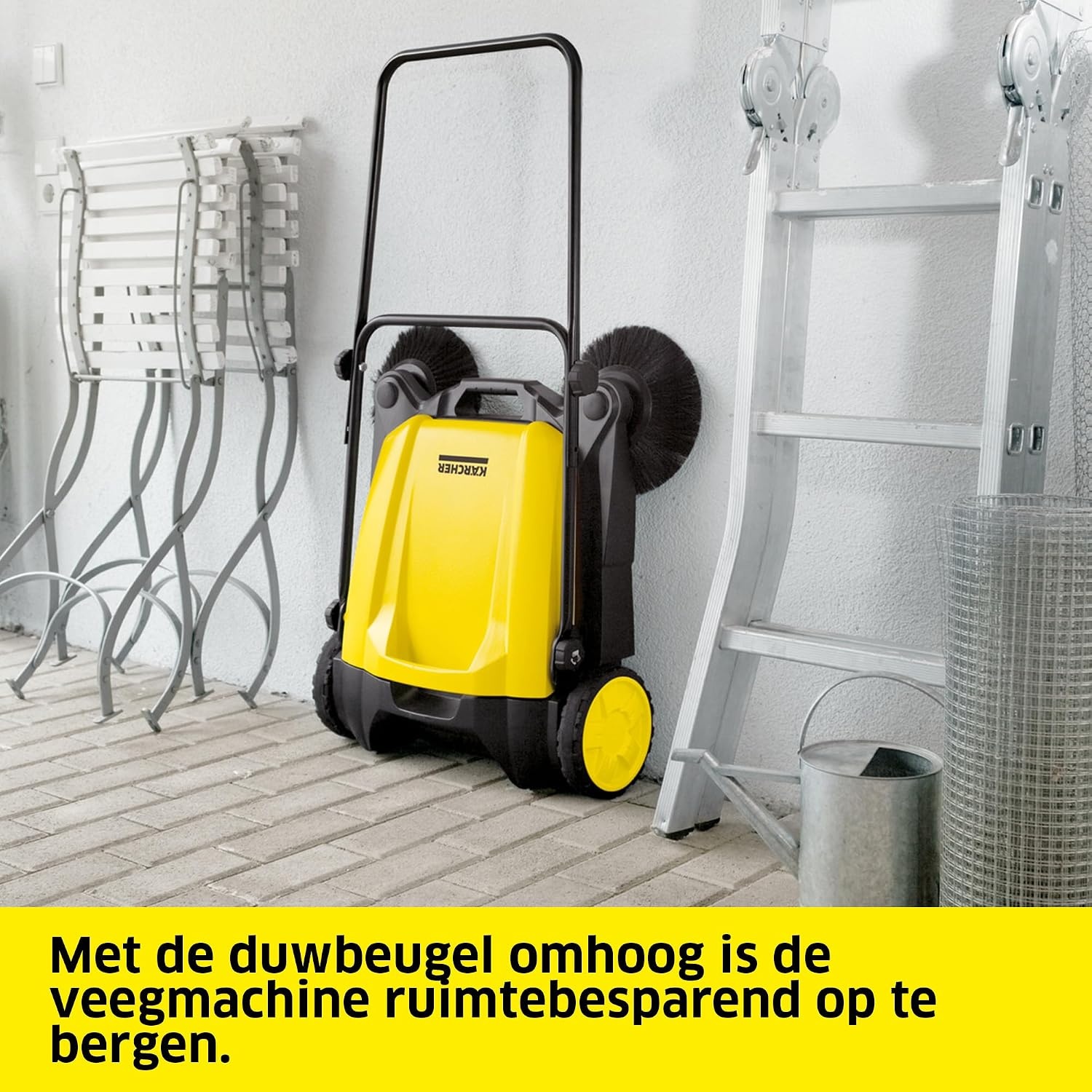 Kärcher Veegmachine S 3 Twin 2-in-1, werkbreedte: 650 mm, tot 1.800 m²/h oppervlak, vuilcontainer: 16 l, gewicht: 9,7 kg, 2 zijbezems voor droog vuil, 2 zijbezems voor vochtig vuil