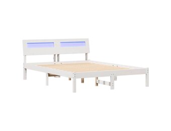 vidaXL Bedframe met hoofdeinde Wit 140 x 190 cm Massief grenenhout
