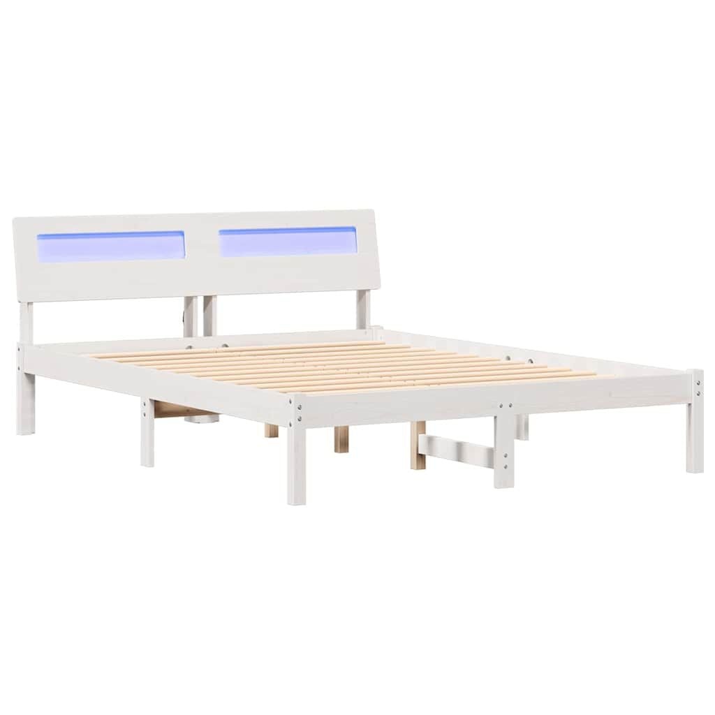 vidaXL Bedframe met hoofdeinde Wit 140 x 190 cm Massief grenenhout