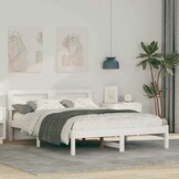 vidaXL Bedframe met hoofdeinde Wit 140 x 190 cm Massief grenenhout