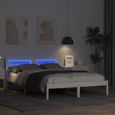 vidaXL Bedframe met hoofdeinde Wit 140 x 190 cm Massief grenenhout