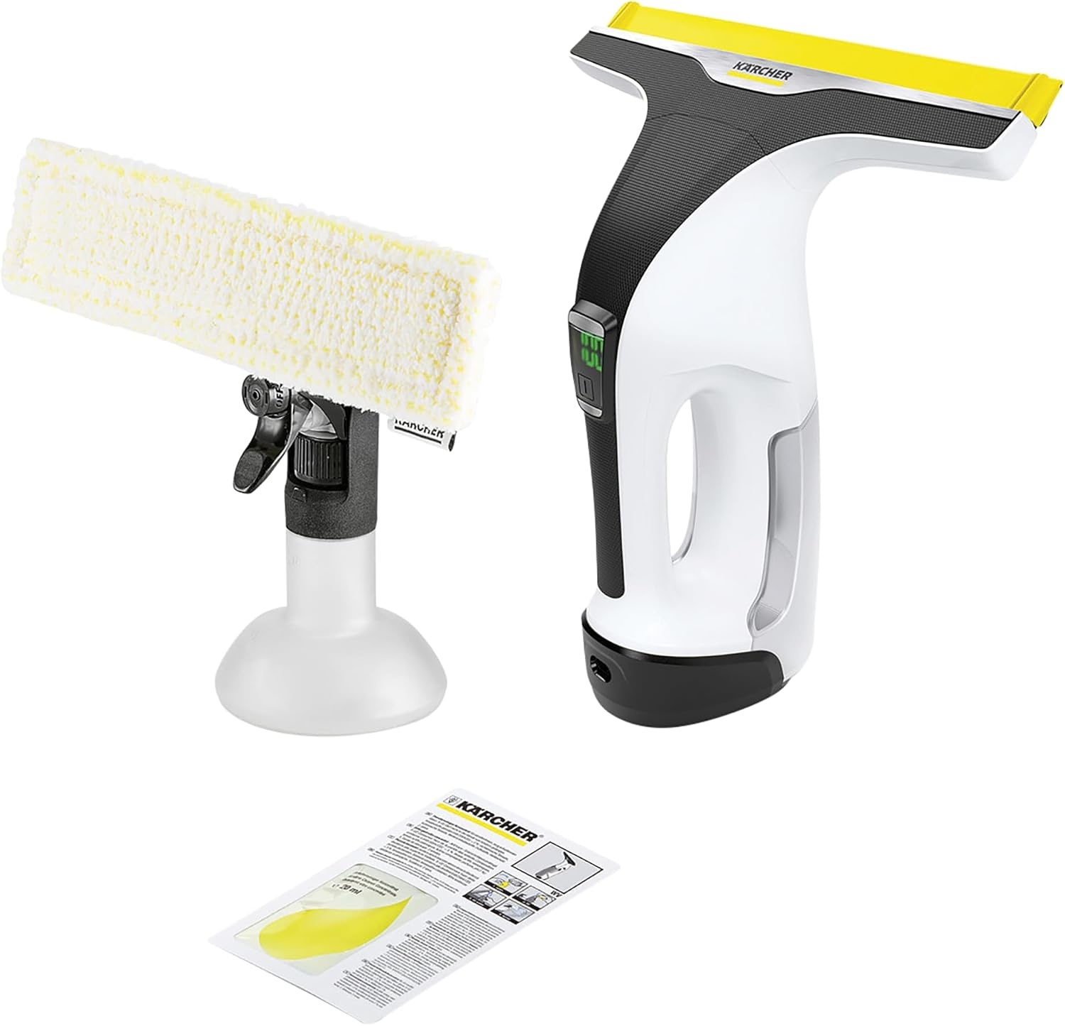 Kärcher Window Vac WV 6 Plus, extra lange accuduur van 100 min, LED-indicatie laadstatus, verwisselbare zuigmond: 280 mm, spuitfles met microvezeldoek, 20 ml ruitenreinigerconcentraat