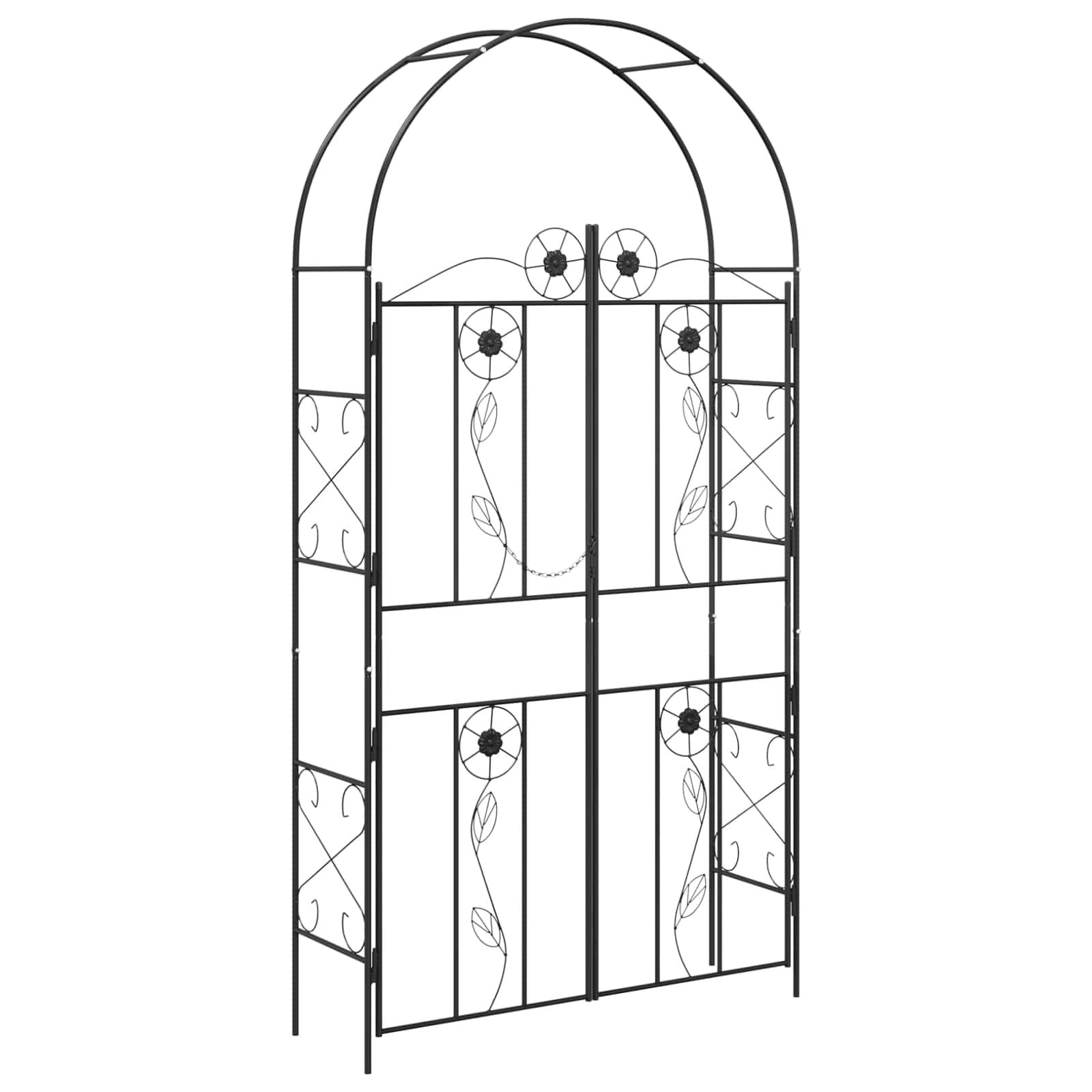vidaXL Tuin Boog Zwart 115 x 37 x 226 cm Staal
