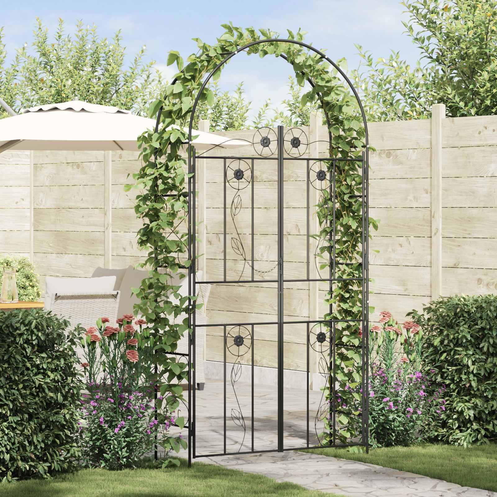 vidaXL Tuin Boog Zwart 115 x 37 x 226 cm Staal