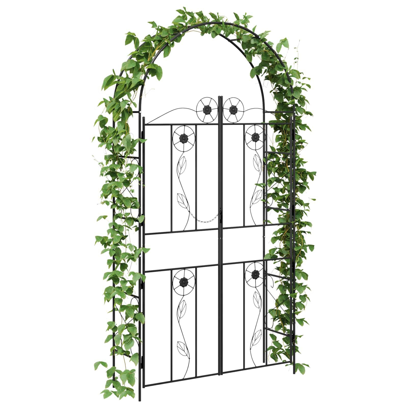 vidaXL Tuin Boog Zwart 115 x 37 x 226 cm Staal