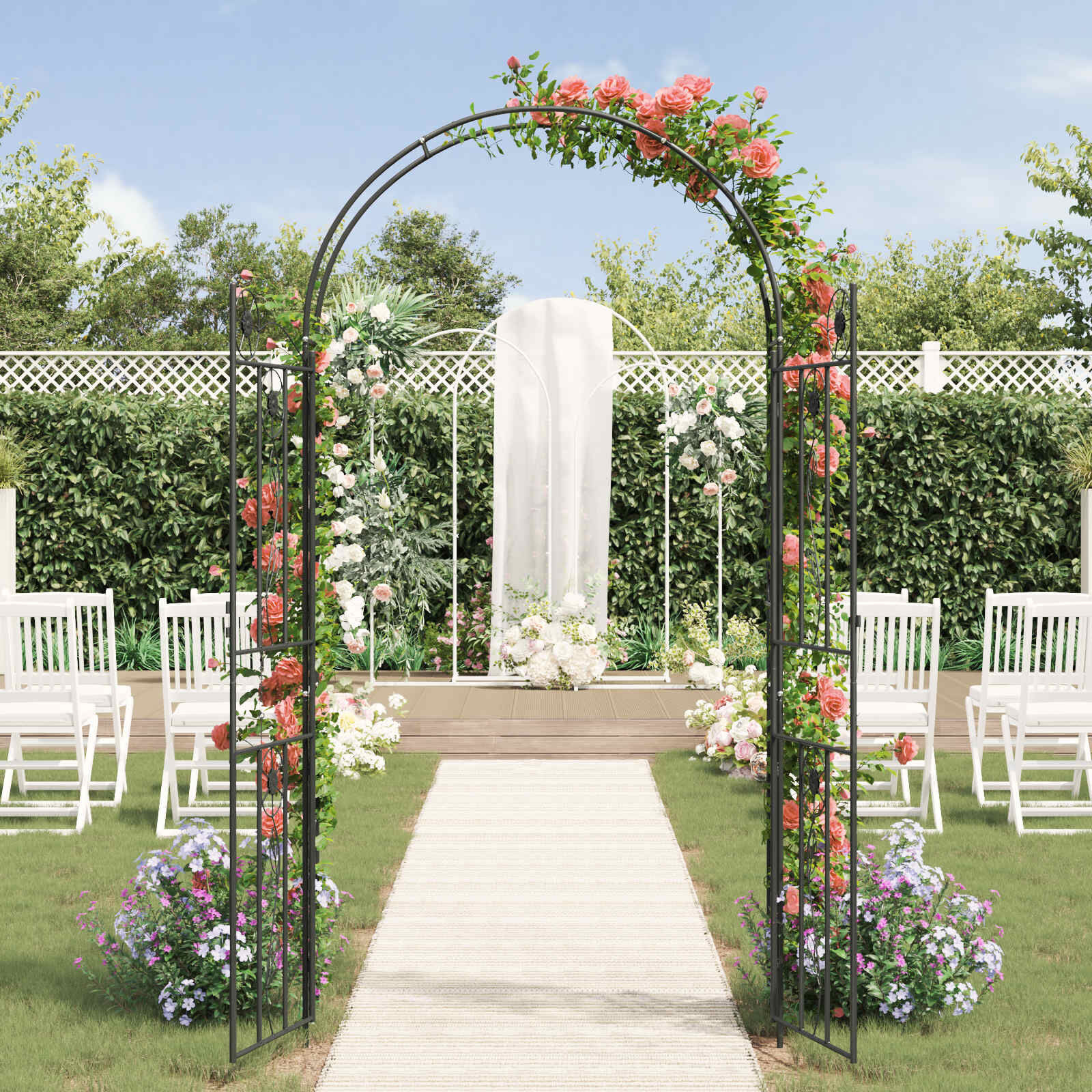 vidaXL Tuin Boog Zwart 115 x 37 x 226 cm Staal