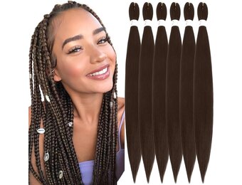 Vlechthaar Voorgerekt Kanekalon Synthetisch Haar 76 cm Kleur 4# Chocoladebruin 6 Pakken Jeukvrij Yaki Textuur Warmwater Instelling