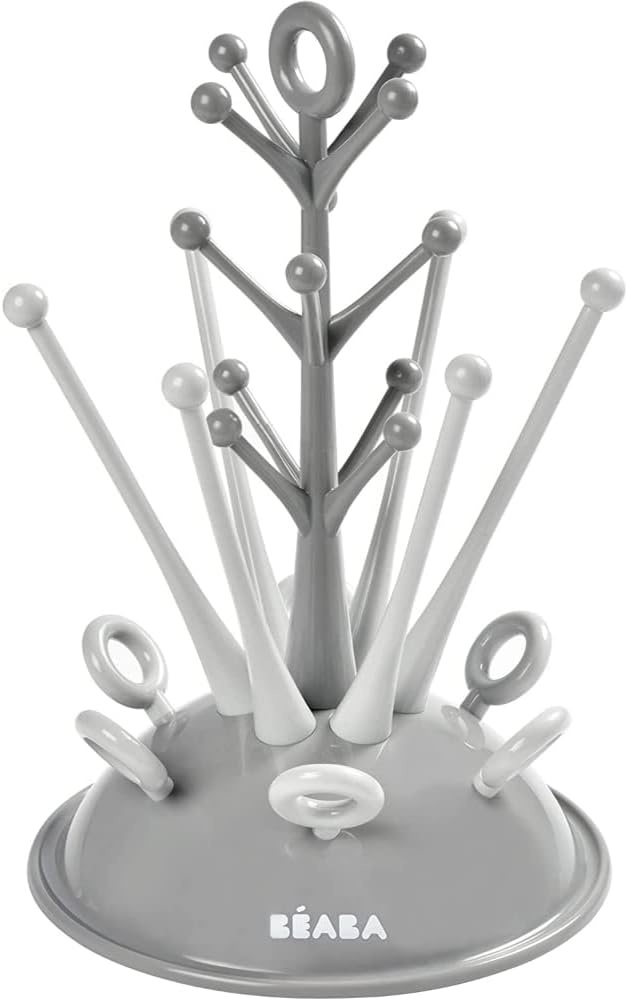 BÉABA, Flessenafdruipboom, grote capaciteit, 6 flessen en accessoires, afneembare wateropvangbak, praktisch, slim design, grijs