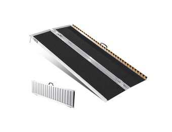 VEVOR Portable Wheelchair Ramp, 183 cm, 363 kg Capacity, Anti-Slip Aluminum Folding Triple Ramp, Folding Mobility Scooter, Ramp Wheelchair, Ramp for Steps, Stairs,