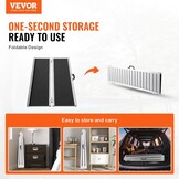 VEVOR Portable Wheelchair Ramp, 183 cm, 363 kg Capacity, Anti-Slip Aluminum Folding Triple Ramp, Folding Mobility Scooter, Ramp Wheelchair, Ramp for Steps, Stairs,