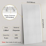 TONOR Akoestische Panelen - 4 stuks - 120 x 60 cm - 1,8 cm dik - Wit met streeppatroon
