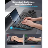 Wireless Keyboard and Mouse Combo, Full-Size Ergonomic Keyboard with Wrist Rest, Phone Holder, Sleep Mode, Silent 2.4GHz Cordless Set for Computer, Laptop, PC, Mac, Windows (Black) (Deep Black)