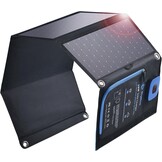 BigBlue 28W Solar Charger Opvouwbaar met Digitale Ammeter, Outdoor Zonne-energie Oplader Met Zonnepanelen Dubbele USB-poorten (5V/4A Algemeen) voor iPhone iPad Samsung Galaxy LG mobiele - Maat 28W