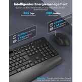 Wireless Keyboard and Mouse Combo, Full-Size Ergonomic Keyboard with Wrist Rest, Phone Holder, Sleep Mode, Silent 2.4GHz Cordless Set for Computer, Laptop, PC, Mac, Windows (Black) (Deep Black)
