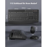 Wireless Keyboard and Mouse Combo, Full-Size Ergonomic Keyboard with Wrist Rest, Phone Holder, Sleep Mode, Silent 2.4GHz Cordless Set for Computer, Laptop, PC, Mac, Windows (Black) (Deep Black)