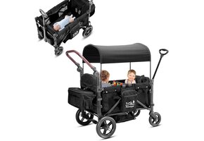 Opvouwbare Bolderkar 2-Zits met Zonnedak & 5-Punts Riem - 35% Korting!