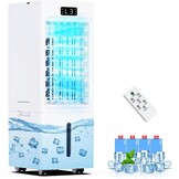 Mobiele airconditioner, 4-in-1, luchtkoeler met 3 snelheden, 4 modi, timer 1-12 uur, tank 6 l, 4 ijsblokjes, afstandsbediening inbegrepen, voor slaapkamer, woonkamer, kantoor en huis