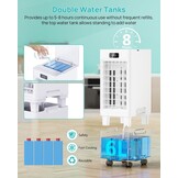 Mobiele airconditioner, 4-in-1, luchtkoeler met 3 snelheden, 4 modi, timer 1-12 uur, tank 6 l, 4 ijsblokjes, afstandsbediening inbegrepen, voor slaapkamer, woonkamer, kantoor en huis