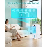 Mobiele airconditioner, 4-in-1, luchtkoeler met 3 snelheden, 4 modi, timer 1-12 uur, tank 6 l, 4 ijsblokjes, afstandsbediening inbegrepen, voor slaapkamer, woonkamer, kantoor en huis
