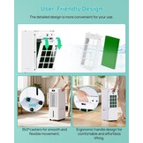 Mobiele airconditioner, 4-in-1, luchtkoeler met 3 snelheden, 4 modi, timer 1-12 uur, tank 6 l, 4 ijsblokjes, afstandsbediening inbegrepen, voor slaapkamer, woonkamer, kantoor en huis