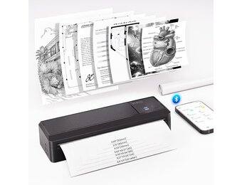 vretti P83 mobiele printer A4, draagbare thermische printer A4 voor onderweg, bluetooth-verbinding voor smartphones, compatibel met Android/iOS, reisprinter voor thuis, leren, zwart