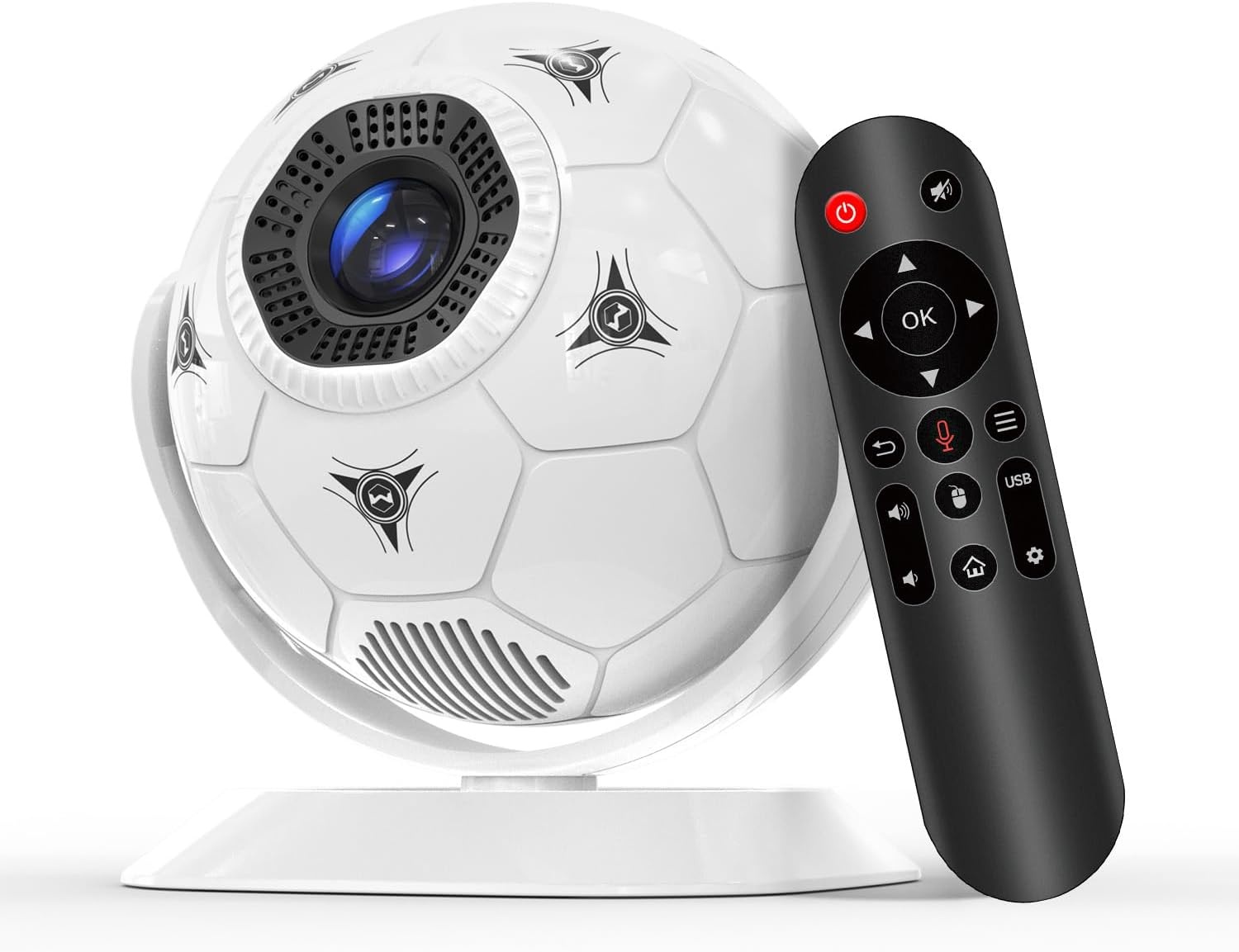 Magcubic HY300F Mini-beamerprojector, 4K ondersteuning, 360° voetbalmotief, kleine thuisbioscoop, outdoor, wifi 6, bluetooth 5.4, autokeystone, draagbare projector, korte afstand voor mobiele
