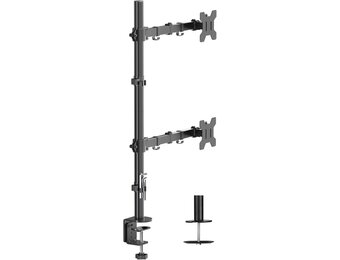 Suptek Dubbele monitorstandaard - 80 cm paal hoge monitorarm bureaubevestiging voor 13-32 inch schermen, maximale belasting 10 kg per arm MD6821DB