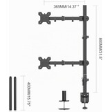 Suptek Dubbele monitorstandaard - 80 cm paal hoge monitorarm bureaubevestiging voor 13-32 inch schermen, maximale belasting 10 kg per arm MD6821DB