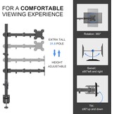 Suptek Dubbele monitorstandaard - 80 cm paal hoge monitorarm bureaubevestiging voor 13-32 inch schermen, maximale belasting 10 kg per arm MD6821DB