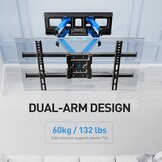 PERLESMITH TV Beugel, Voor 37-85 Inch TVs tot 60 kg, Draaibaar Kantel en Uitschuifbare TV Muurbeugel 55 65 Inch, max. VESA 600x400 mm PSPILFK1
