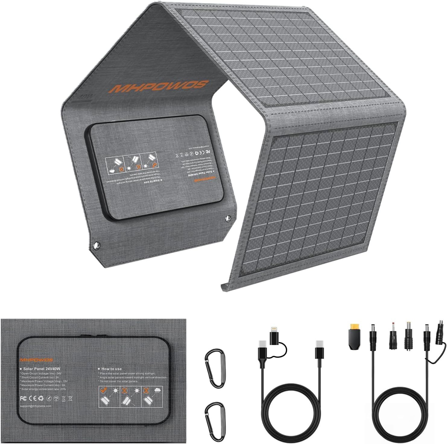 MHPOWOS Opvouwbaar Zonnepaneel 40W - Draagbare Oplader voor Outdoor