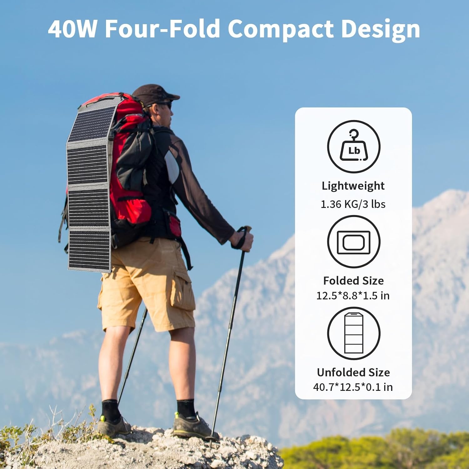 MHPOWOS Opvouwbaar Zonnepaneel 40W - Draagbare Oplader voor Outdoor