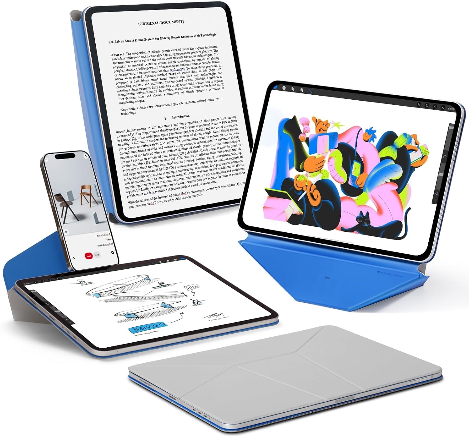 MOFT Dynamic Folio Case voor iPad Pro 13-inch (M4/M5) - Cement x Sapphire