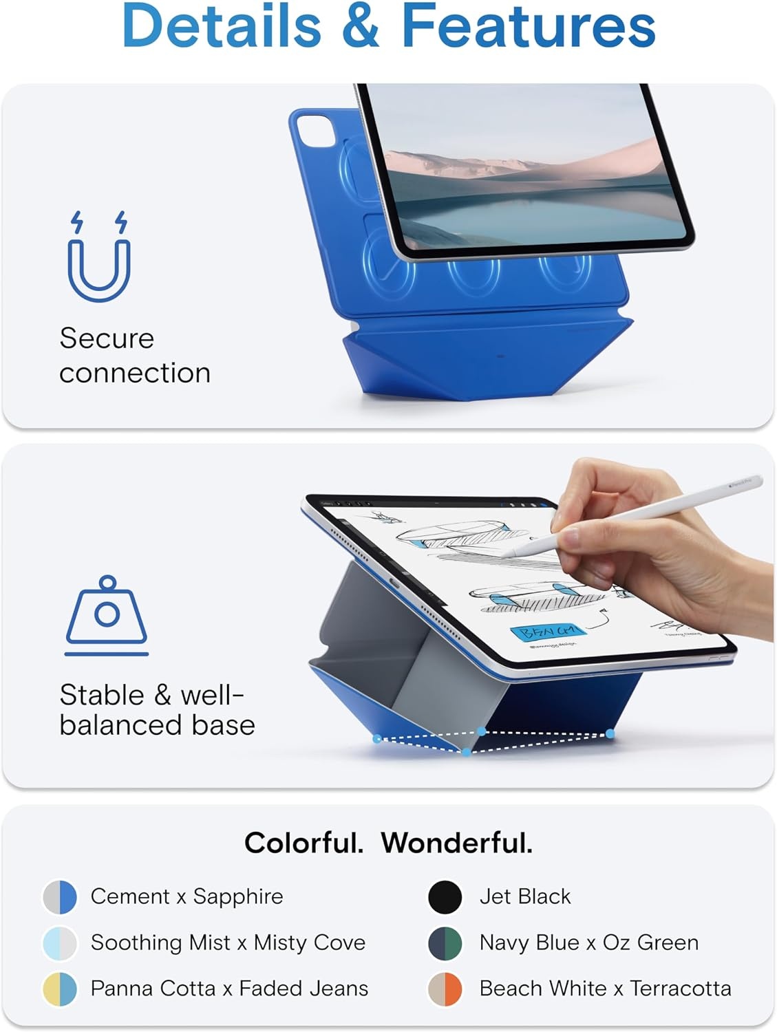 MOFT Dynamic Folio Case voor iPad Pro 13-inch (M4/M5) - Cement x Sapphire