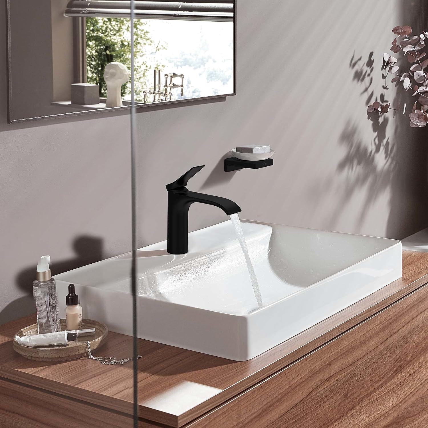 hansgrohe Vivenis ééngreeps wastafelmengkraan 110 met trekwaste, mat zwart, 75020670