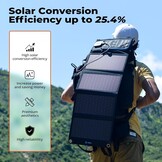 BigBlue 28W Solar Charger Opvouwbaar met Digitale Ammeter, Outdoor Zonne-energie Oplader Met Zonnepanelen Dubbele USB-poorten (5V/4A Algemeen) voor iPhone iPad Samsung Galaxy LG mobiele - Maat 28W