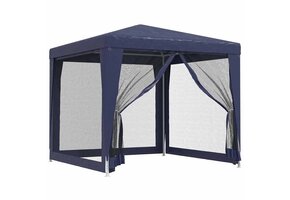 Partytent met 4 Mesh Zijwanden - 2,5x2,5 m HDPE Blauw - 40% Korting