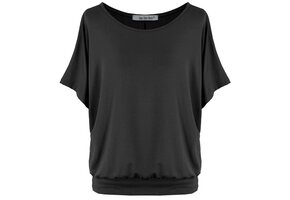 Oversized Dames T-shirt Zwart 2XL met Vleermuismouwen - 41% Korting