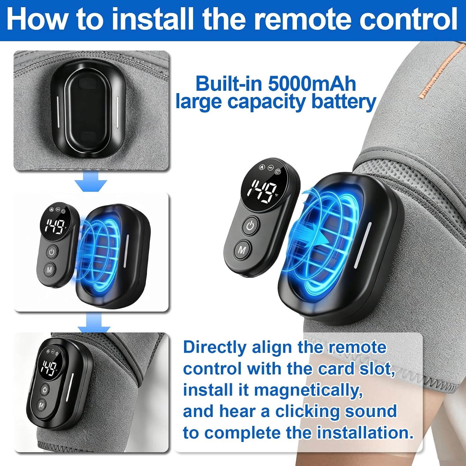 Schoudermassageapparaat, 3-in-1 massageapparaat met magnetische bediening, schouderbandage met 5 warmtestanden en vibratie, 5000 mAh accu, 6600 rpm motor, schoudermassageapparaat voor thuis en op