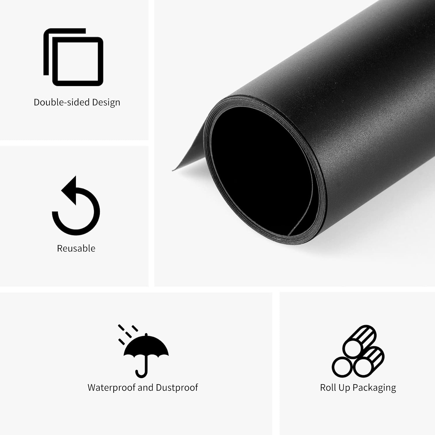 Selens 120 x 240 cm PVC-achtergrond voor Fotografie, Zwarte Achtergrond