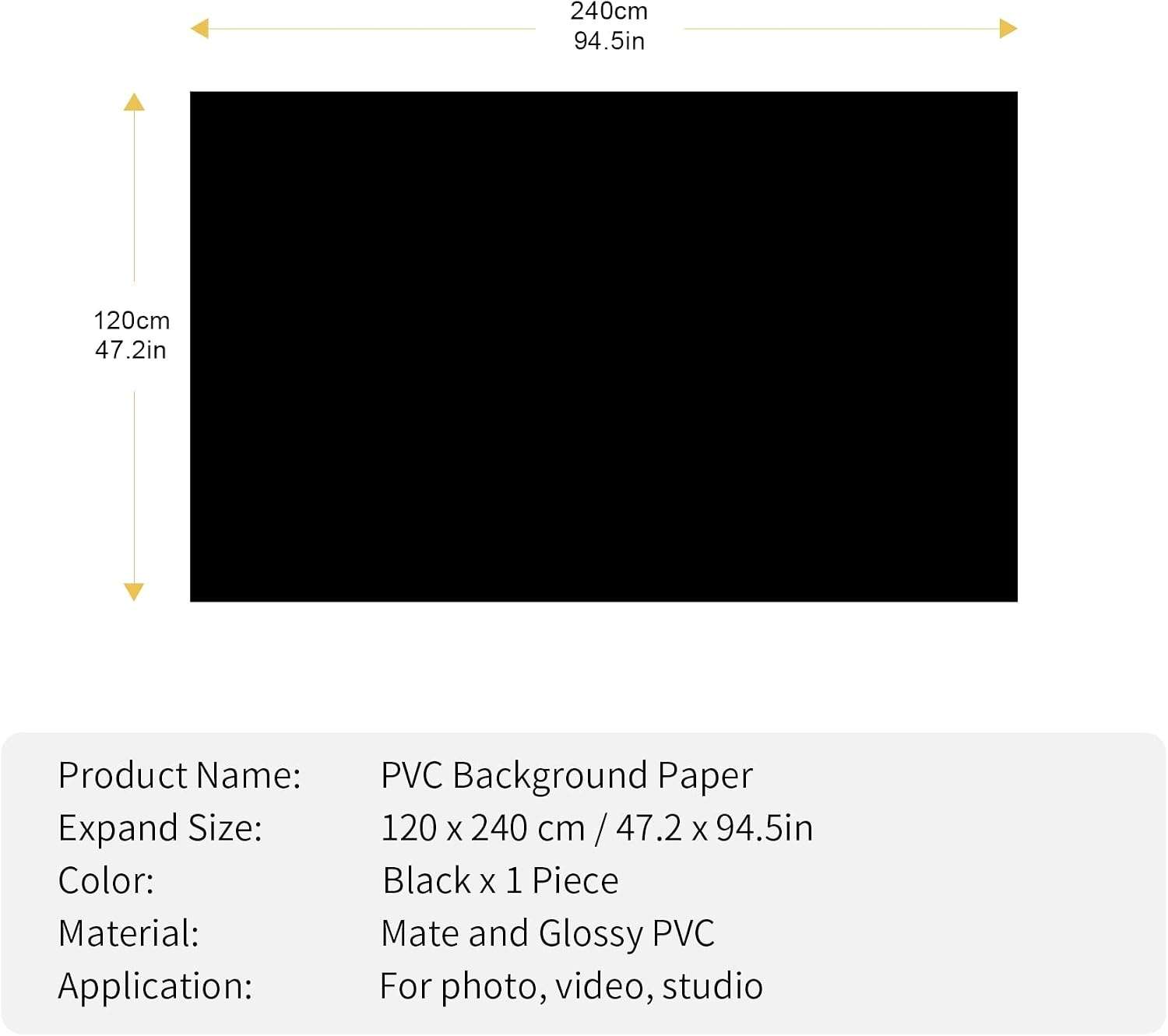 Selens 120 x 240 cm PVC-achtergrond voor Fotografie, Zwarte Achtergrond