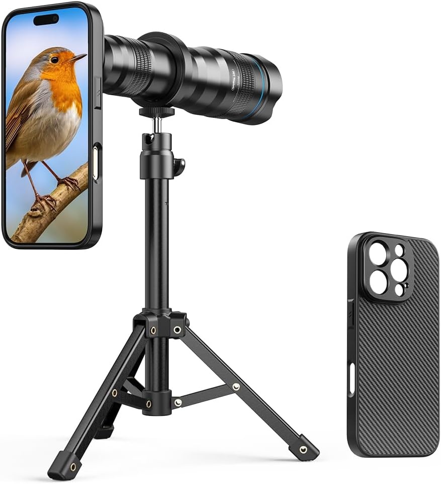 APEXEL Draagbare telelens met geïntegreerde beschermhoes voor iPhone 16 Pro – 36-voudige lens met statiefaansluiting - Maat 36X-16 Pro