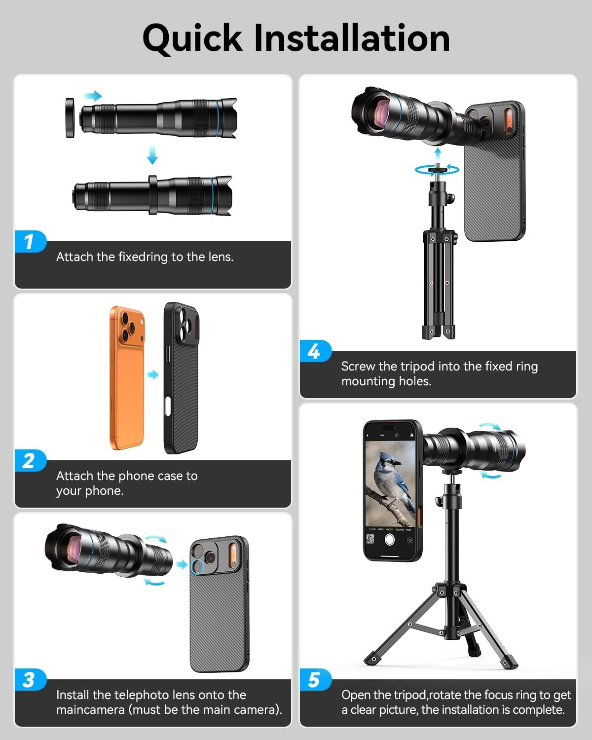 APEXEL Draagbare telelens met geïntegreerde beschermhoes voor iPhone 16 Pro – 36-voudige lens met statiefaansluiting - Maat 36X-16 Pro