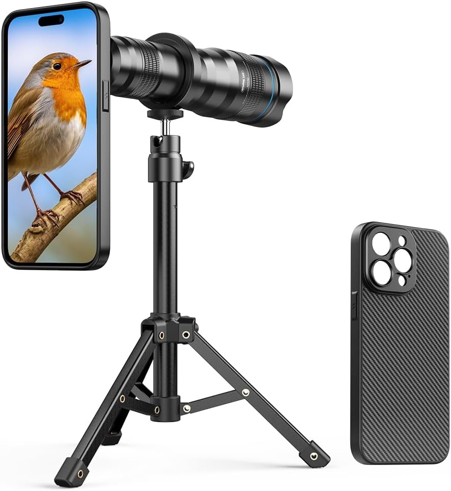 APEXEL Draagbare telelens met geïntegreerde beschermhoes voor iPhone 16 Pro – 36-voudige lens met statiefaansluiting - Maat 36X-16 Pro