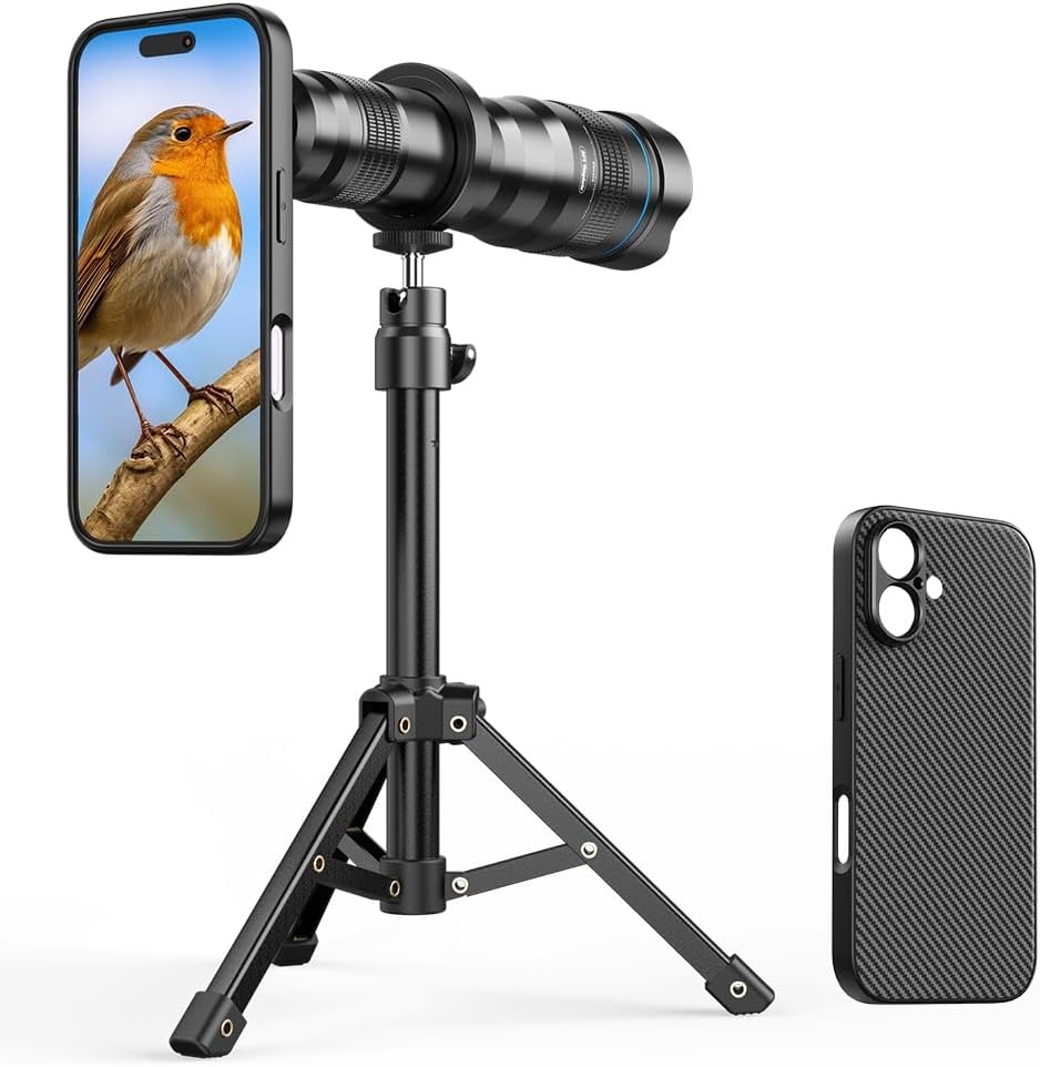 APEXEL Draagbare telelens met geïntegreerde beschermhoes voor iPhone 16 Pro – 36-voudige lens met statiefaansluiting - Maat 36X-16 Pro