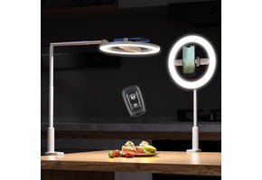 Overhead Telefoonhouder met Ringlicht 10 inch - 3 Kleurstanden, 5 Helderheden (33% Korting)