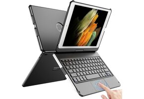 Toetsenbordhoes met Trackpad & 10-kleurige Achtergrondverlichting voor iPad 10,2" (7e-9e Gen) - Duits QWERTZ