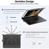 TQQ Toetsenbordhoes voor iPad 10,2 inch (7e, 8e en 9e generatie) met precisie-trackpad, notebook-achtig toetsenbord met 10-kleurige achtergrondverlichting, 360° draaibaar, Duitse QWERTZ-lay-out