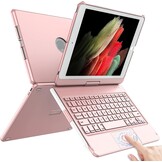 TQQ Toetsenbordhoes voor iPad 10,2 inch (7e, 8e en 9e generatie) met precisie-trackpad, notebook-achtig toetsenbord met 10-kleurige achtergrondverlichting, 360° draaibaar, Duitse QWERTZ-lay-out